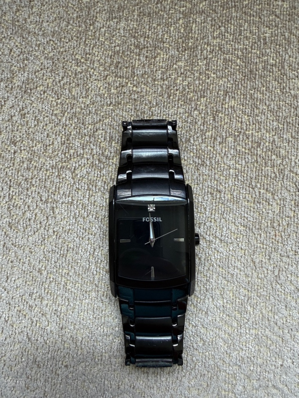 Fossil Black Stainless Steel Rectangular Bracelet Watch